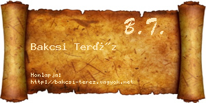 Bakcsi Teréz névjegykártya